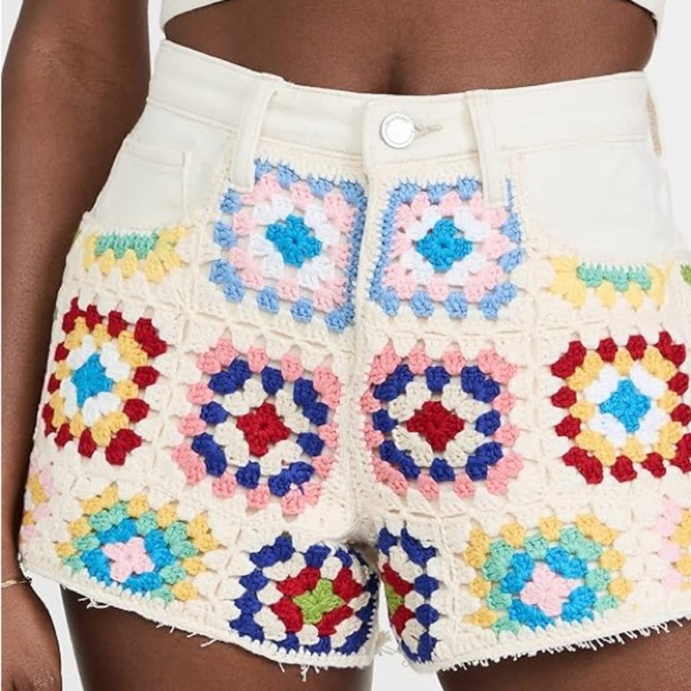 Colorful Crochet Patterned Women's Shorts
